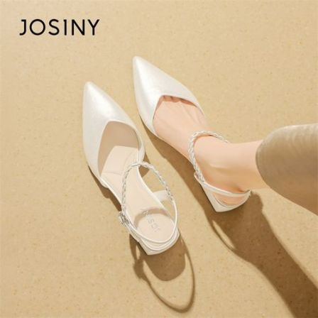 卓诗尼2026春夏款低帮粗跟时装凉鞋半高跟凉鞋凉鞋高跟鞋白色单鞋