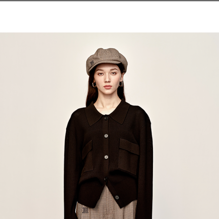 YOUWEI10号复古格纹八角帽时尚休闲宽松黑色百搭针织秋冬Y7023302