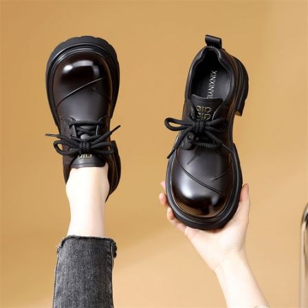 复古休闲厚底乐福鞋女2026年春季新款增高显瘦系带百搭软底小皮鞋