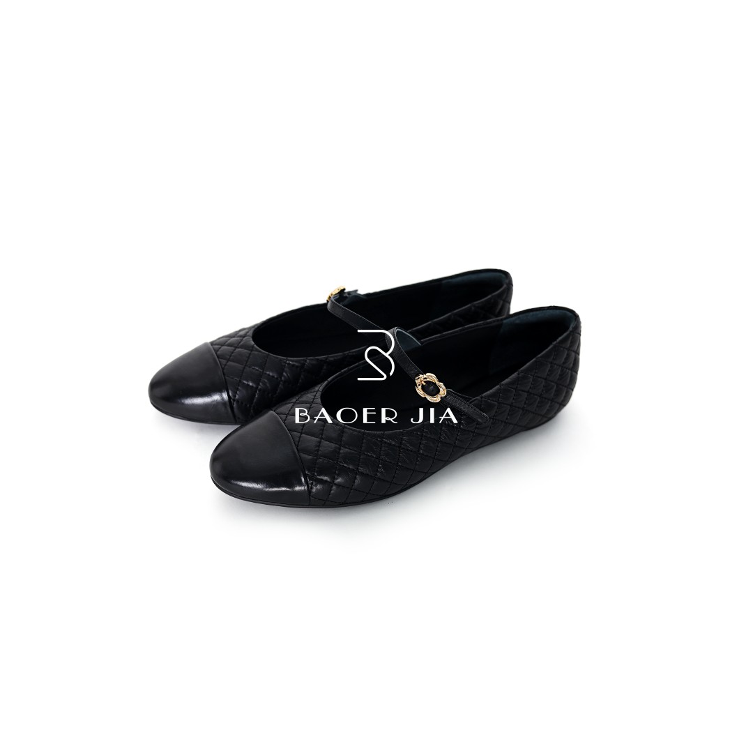 62-宝儿家含幂BM38426103春季法式小香风圆头平底牛皮玛丽珍单鞋主图