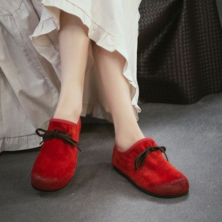春季新款文艺森系风头层牛皮单鞋百搭乐福鞋休闲女鞋