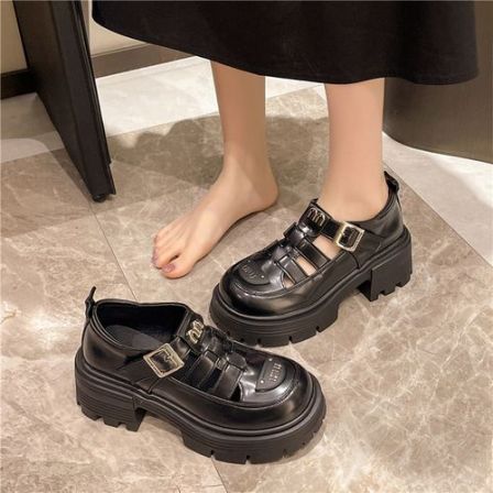 猪笼鞋罗马凉鞋女2025夏季新款女鞋乐福鞋英伦女式百搭增高小皮鞋