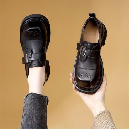 欧货厚底时尚乐福鞋女2026春季新款复古百搭软底显瘦小皮鞋大码41