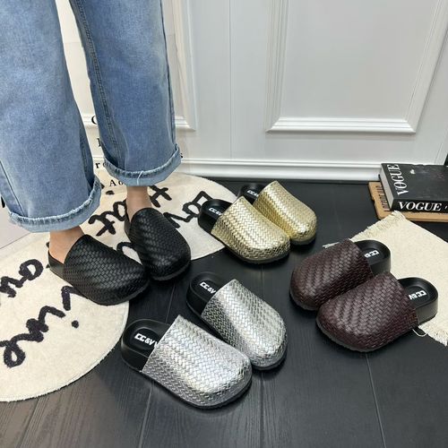 广州欧货【空镜】早春真皮5cm勃肯圆头洋气轻奢包头拖6039-1主图