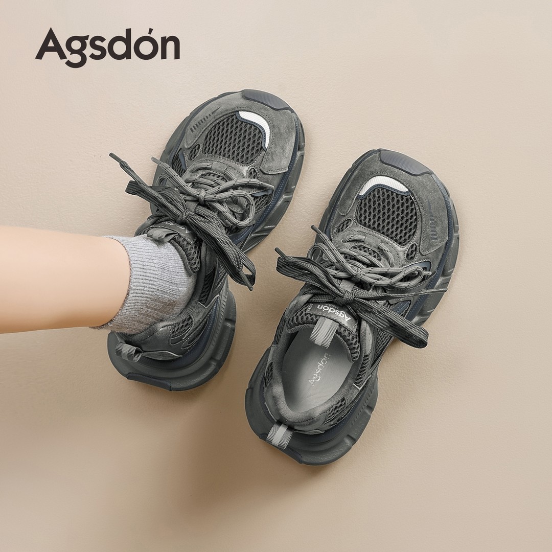 老爹鞋女2026新款春季灰色厚底增高网面休闲户外运动鞋子主图