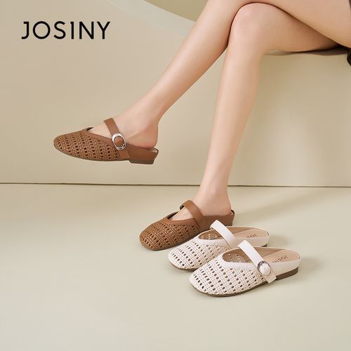 卓诗尼包头拖镂2026夏季新款空编织鞋平底复古时尚外穿透气凉拖鞋主图