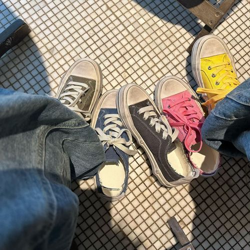 广州欧货【糖果不规则】早春帆布3cm系带学院百搭松糕鞋帆布2601-1主图