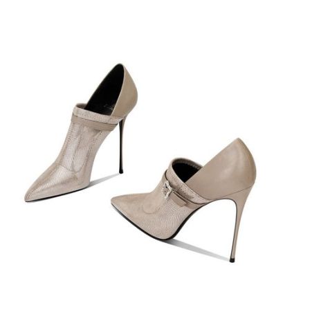 秋冬时尚卡其深口短靴小个子气质不累脚百搭新款尖头细跟高跟鞋