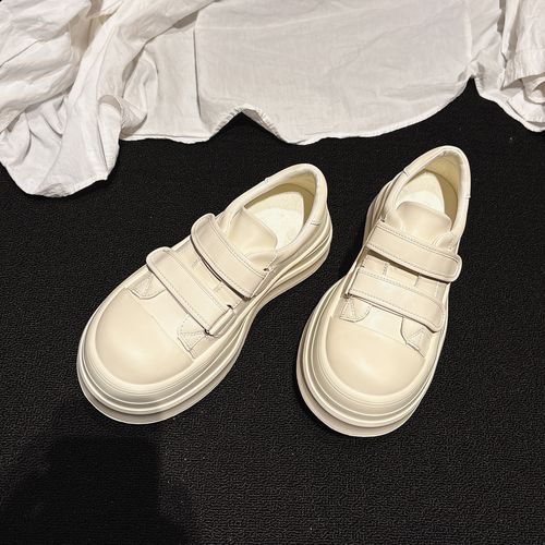 7CM增高~巨轻厚底魔术贴真皮小白鞋配堆堆袜休闲板鞋潮酷大头女鞋主图