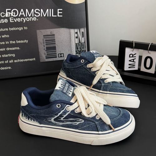 Foamsmile| 春季痞帅火焰升级版街头牛仔色青春潮流复古运动板鞋主图