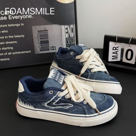 Foamsmile| 春季痞帅火焰升级版街头牛仔色青春潮流复古运动板鞋