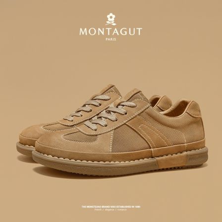 梦特娇经典徳训鞋头层牛皮运动休闲时尚百搭舒适透气防滑休闲板鞋