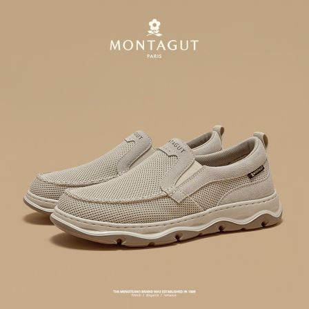 梦特娇时尚透气百搭运动休闲鞋防滑减震耐磨高端商务一脚蹬男鞋