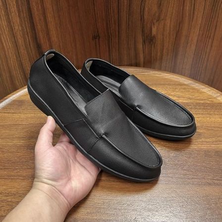 春上新男士休闲皮鞋头层牛皮一脚蹬男鞋透气真皮透气豆豆鞋休闲鞋