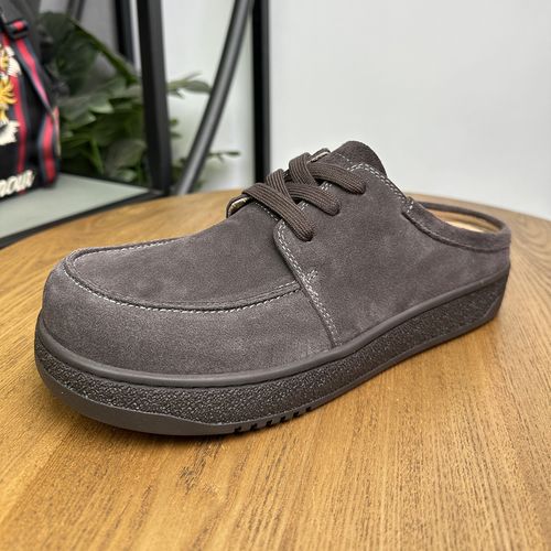 春季新款磨砂皮勃肯鞋男款包头拖透气休闲风平底潮流一脚蹬懒人鞋主图