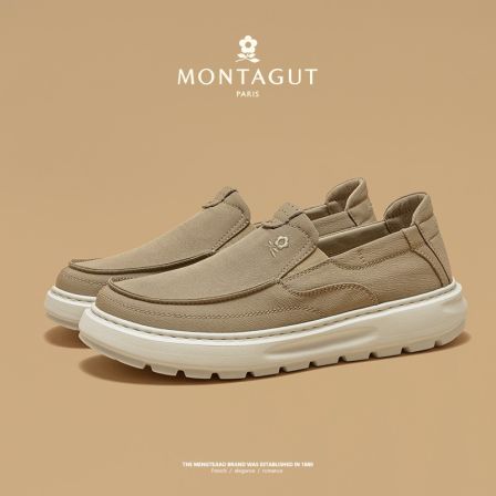 梦特娇新款时尚百搭休闲鞋舒适轻便软底防滑减震懒人一脚蹬男士鞋