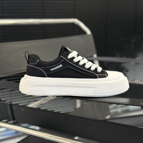 男士圆头休闲板鞋厚底增高男黑色百搭透气小白鞋青年夏季运动潮鞋主图