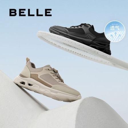 百丽网面透气休闲鞋男夏季粉彩风厚底轻便软底舒适运动鞋8RZ01BM5