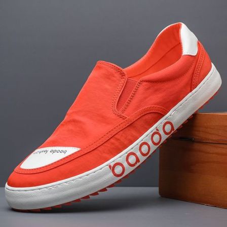 帆布鞋男2026透气新款潮鞋一脚蹬懒人鞋子百搭休闲老北京板鞋低帮