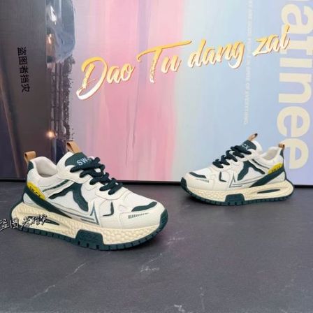 百搭新款时尚潮流增高运动户外男士个性拼接网面男鞋厚底低帮板鞋