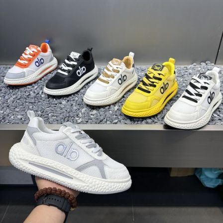 2026新款低帮系带拼接网布透气舒适阿甘鞋防滑增高百搭男款休闲鞋