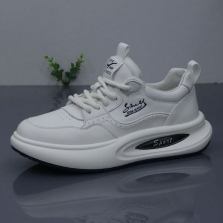 2026春季新款低帮牛皮时尚个性透气防滑软底真皮休闲白色潮流男鞋