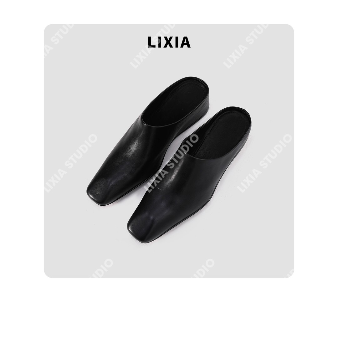 LIXIA【巴黎街风】法风时尚休闲牛皮包头拖鞋-D11176主图