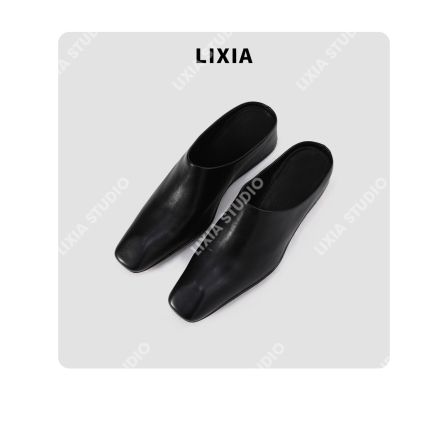 LIXIA【巴黎街风】法风时尚休闲牛皮包头拖鞋-D11176