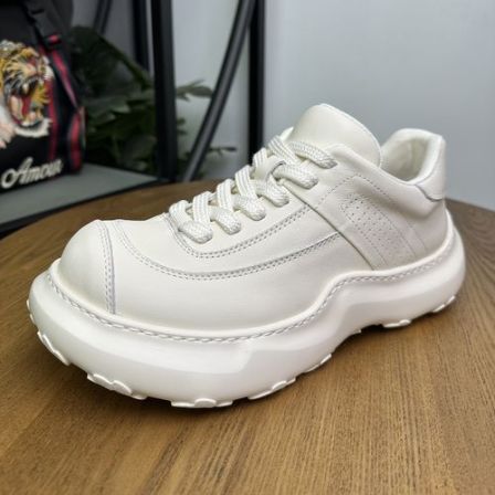 春季新款头层牛皮大头男鞋时尚百搭潮流系带休闲鞋厚底增高男鞋子