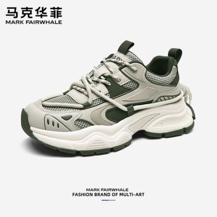 马克华菲男鞋2026年新款春季灰绿增高鞋子户外休闲厚底男款潮鞋男