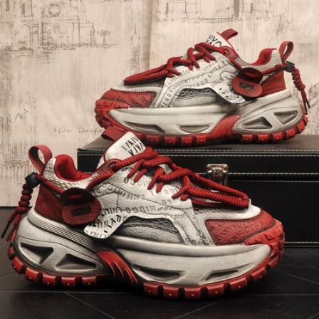 新款男士拼色厚底百搭内增高个性时尚潮流运动休闲老爹鞋复古男鞋