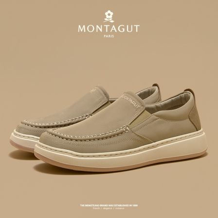 梦特娇高端商务时尚百搭休闲软底舒适轻便防滑耐磨减震懒人一脚蹬