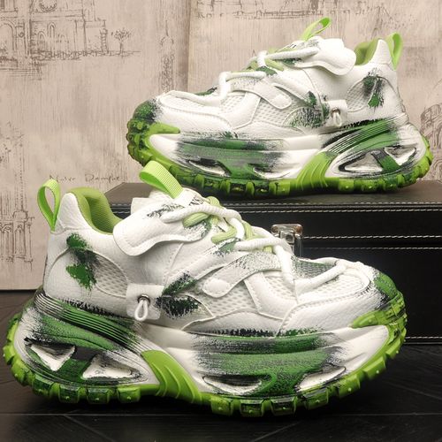 男士新款小众个性涂鸦厚底内增高运动休闲老爹鞋轻奢高级感透气鞋主图