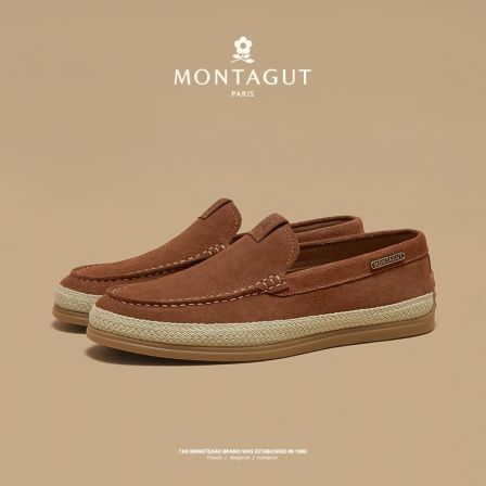 梦特娇商务时尚百搭上班开车透气舒适防滑耐磨简约一脚蹬休闲男鞋