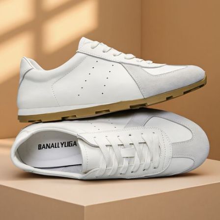 鞋子男款2026新款白色真皮头层牛皮透气百搭软底阿甘鞋德训运动鞋