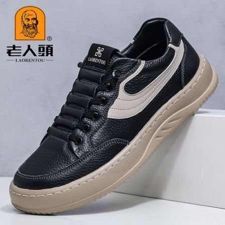 老人头新款男鞋2026夏季百搭防滑透气真皮休闲男皮鞋旅游减震鞋子