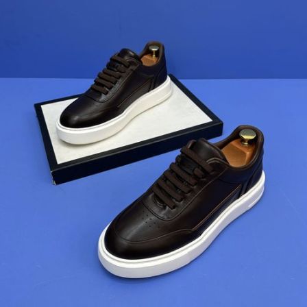 春季新款男士时尚百搭真皮低帮厚底轻便休闲皮鞋