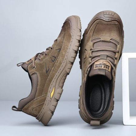 2026新款真皮工装鞋厚底户外登山皮鞋春季休闲鞋低帮鞋百搭男鞋子