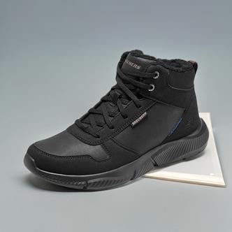 斯凯奇春季新款男士绑带高帮鞋黑色百搭通勤休闲鞋210788