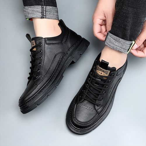 2026春季新款系带软底休闲皮鞋男款青年内增高黑色潮流百搭男鞋子主图