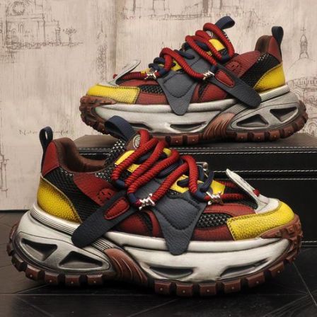 欧洲站时尚拼色厚底增高休闲老爹鞋男士透气百搭原创小众运动潮鞋