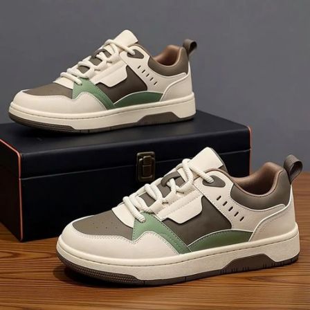 潮牌男鞋春季拼色休闲鞋青少年软底透气高颜值运动滑板鞋