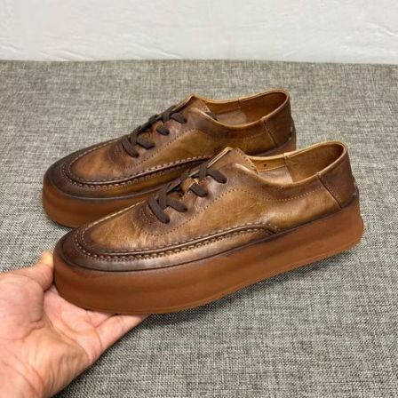 2026夏季新款复古百搭休闲鞋男真皮时尚透气厚底皮鞋男士板鞋子男