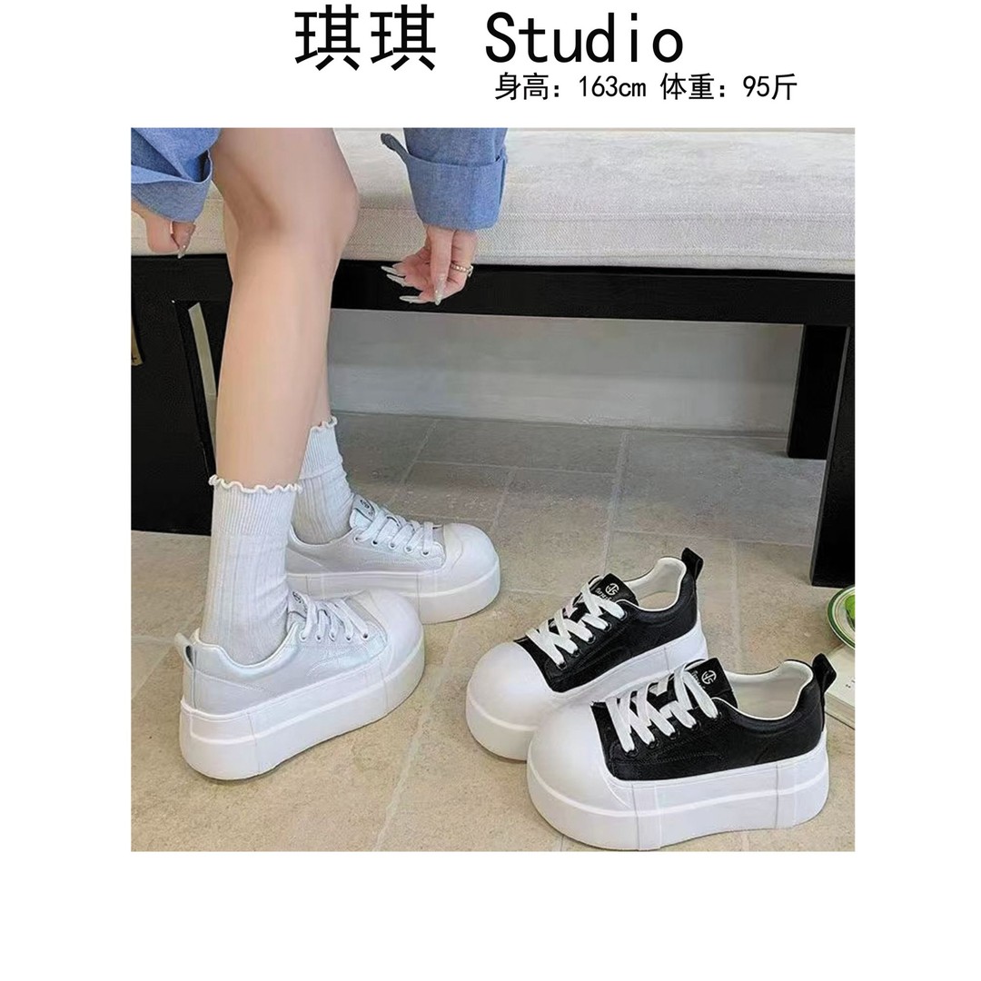 《琪琪家》(增高6CM)-春季新款潮流气质时尚舒适厚底百搭面包鞋-D主图
