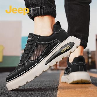 Jeep吉普男鞋2026春季新款网面透气板鞋时尚百搭厚底增高男运动鞋主图