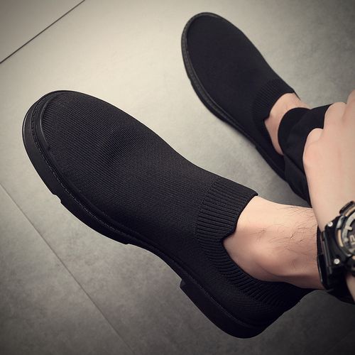 春夏季新款透气帆布鞋飞织轻便男士老北京布鞋休闲一脚蹬懒人鞋子主图