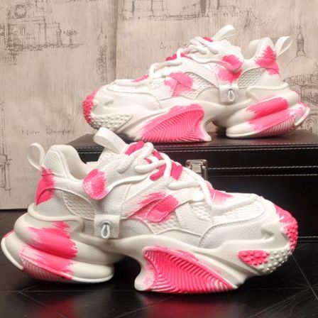 时尚老爹鞋男2026夏季新款超火厚底增高鞋子男做旧透气休闲运动鞋