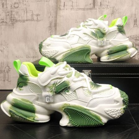 潮牌老爹鞋男2026夏季新款超火厚底增高鞋子男做旧透气休闲运动鞋