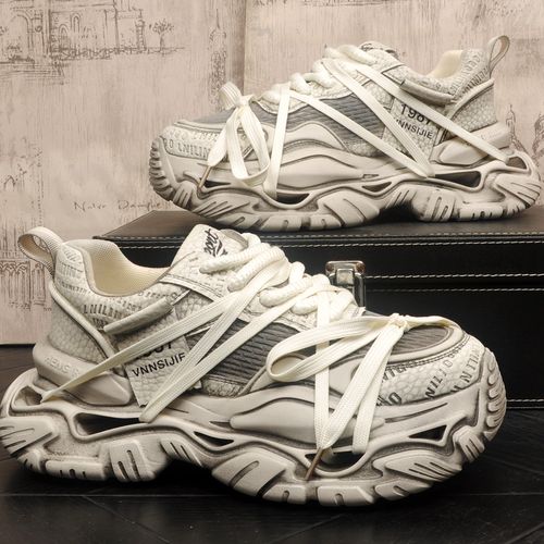 新款男士个性网面透气老爹鞋超火轻奢高级感百搭时尚内增高潮鞋子主图