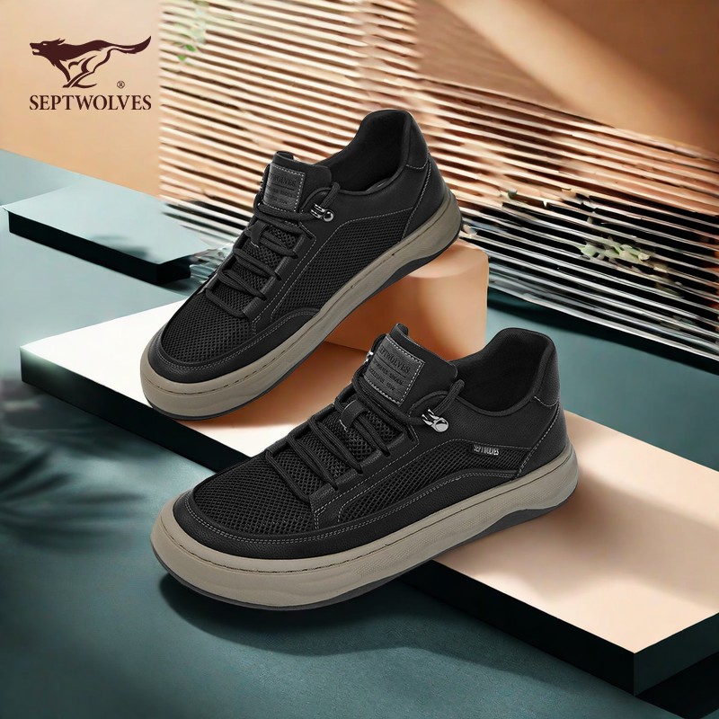 七匹狼网面轻便夏季厚底鞋男新款潮流男鞋时尚设计舒适休闲鞋0237主图